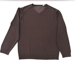 Tommy Bahama Men's Brown V-Neck Sweater silk cotton blend, size M